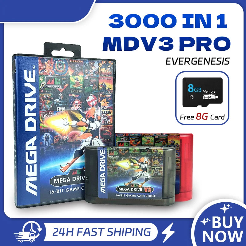 MegaDrive Genesis 3000 en 1 MD V3 Pro 8GB Console Cartouche